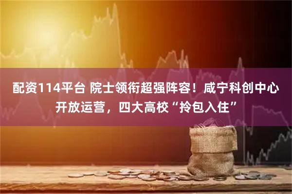配资114平台 院士领衔超强阵容！咸宁科创中心开放运营，四大高校“拎包入住”