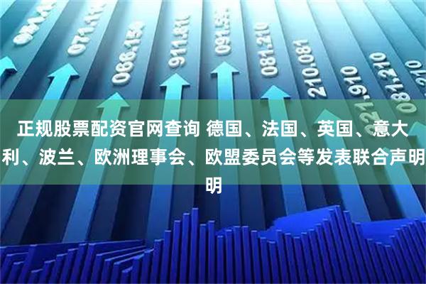正规股票配资官网查询 德国、法国、英国、意大利、波兰、欧洲理事会、欧盟委员会等发表联合声明
